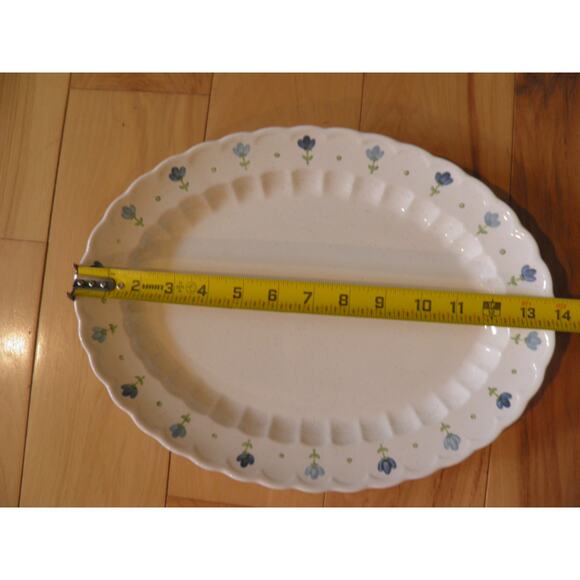 Vernon Ware by Metlox Platter 13 1/2” True Blue hand Painted Vintage - Picture 2 of 10